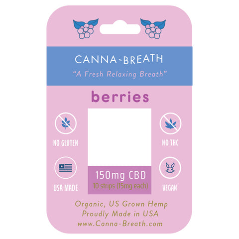 Berries CBD Breath Strips: 10 strips (15mg each)